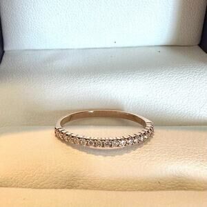 New Real Diamond Ring Band Rose Gold Pink 14 Karat 6.5 Delicate Wedding Thin